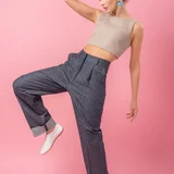 Pantaloni cu croiala larga si talie inalta din tesatura jeans